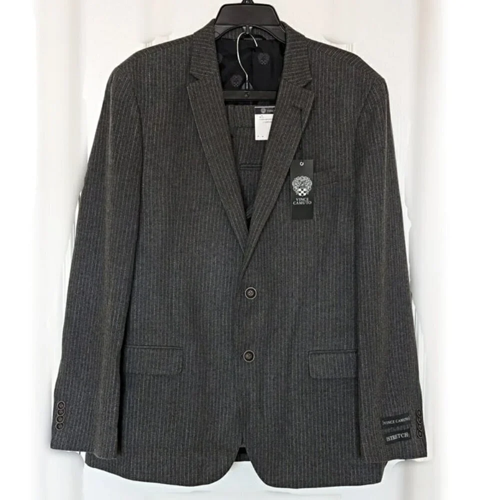 Vince Camuto Men's Bell 2-Piece Suit Light Gray Striped Size 42L/W35 (MSRP $150)